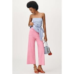 The Colette Crop Wide-Leg Pants by Maeve: Contrast-Stitch Edition 32 NWT